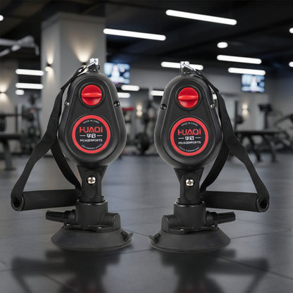 Two black and redHUOJI vehicle mount holders on a white background