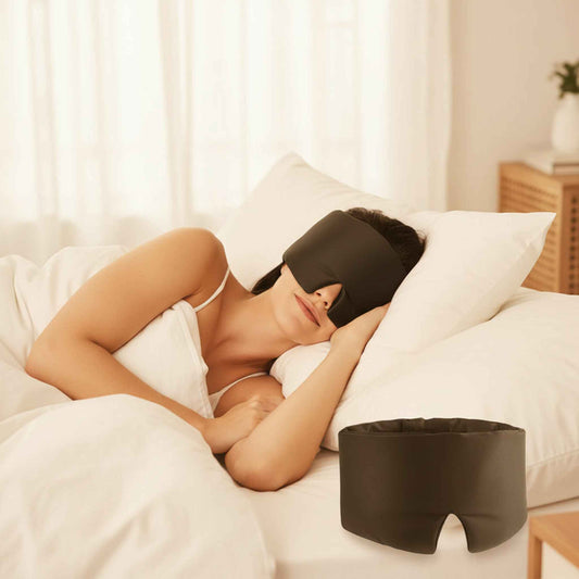 sleep in bed wearing eye mask