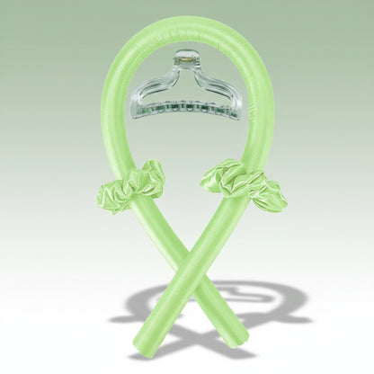 Green inflatable pool noodles with handles on a white background