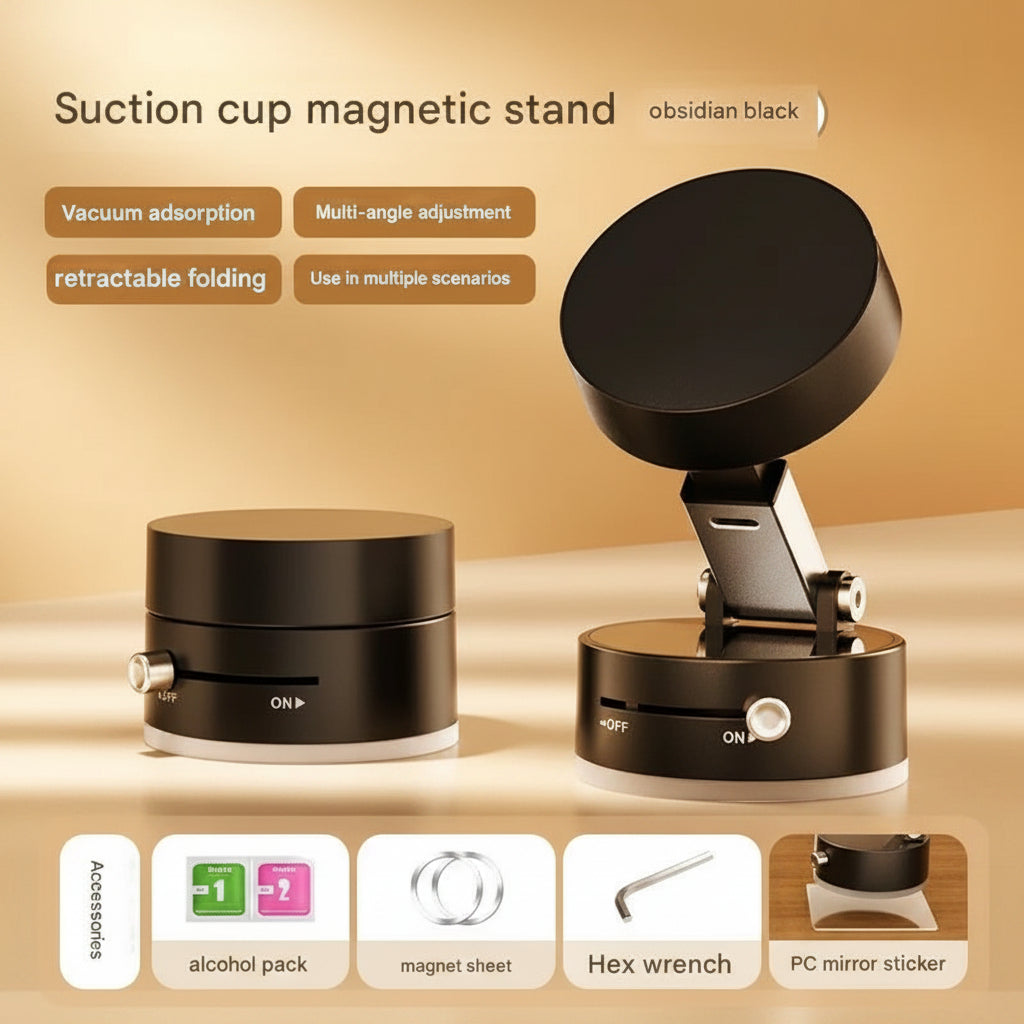 Suction cup magnetic stand with additional accessories on a beige background