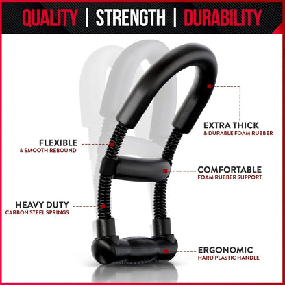 Hand gripper with features highlighted on a white background