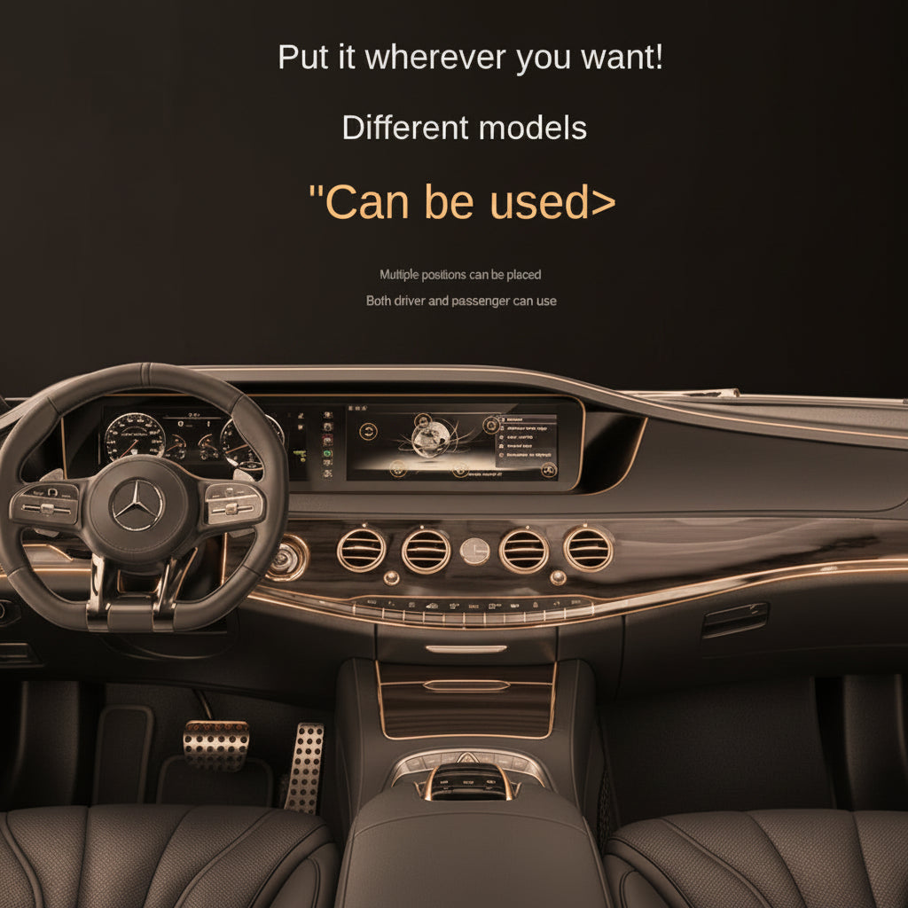 Car interior with dashboard and steering wheel on a black background