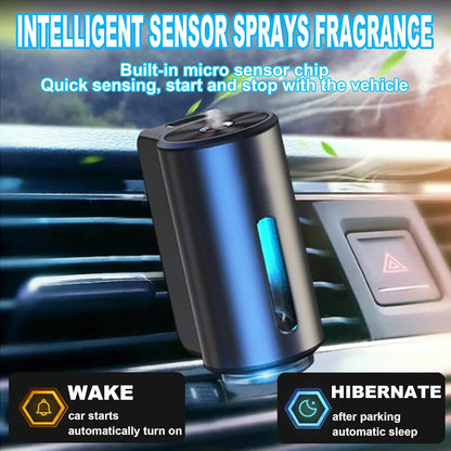 Car air freshener with sensor technology on a car dashboard