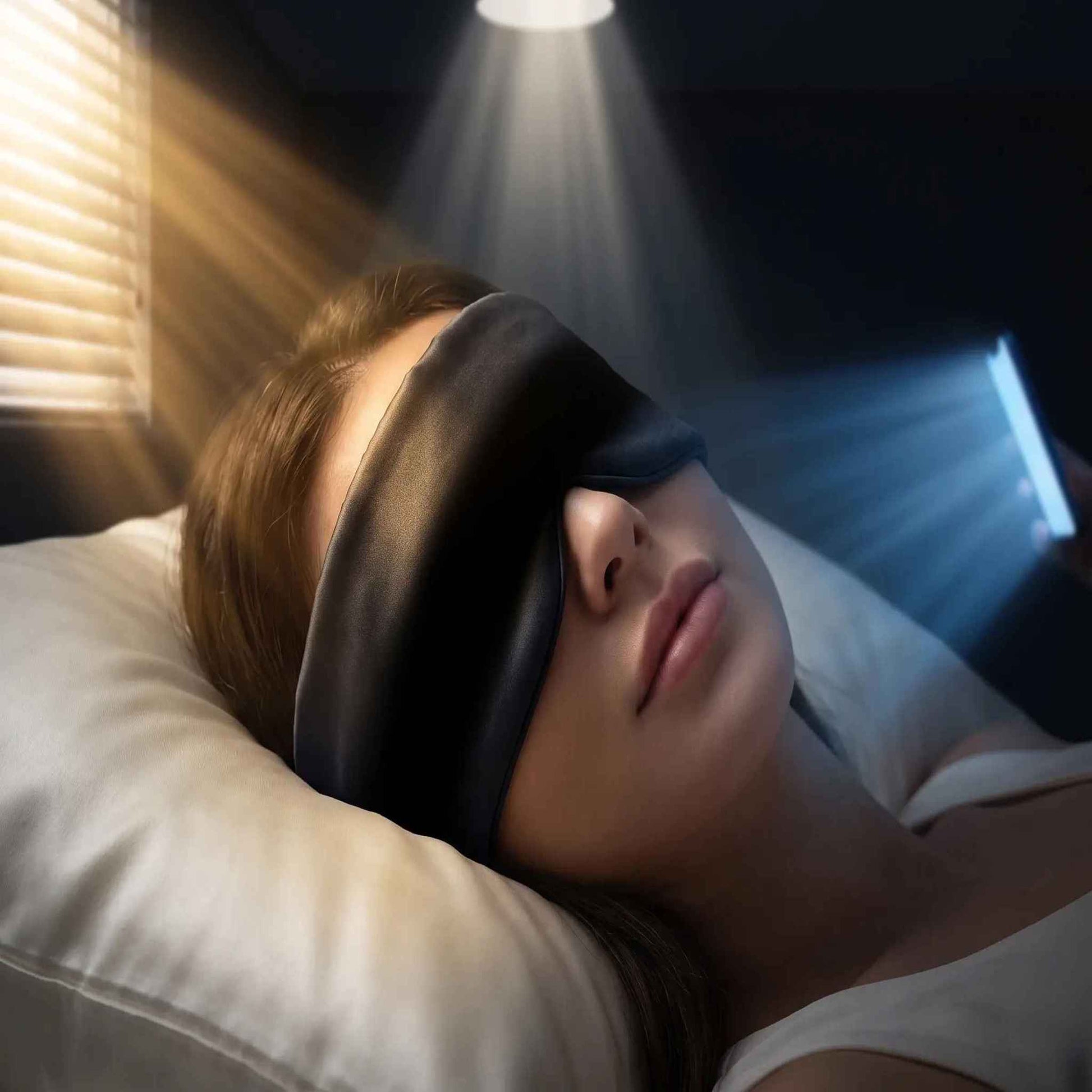 women wear eye mask and sleeping in bed