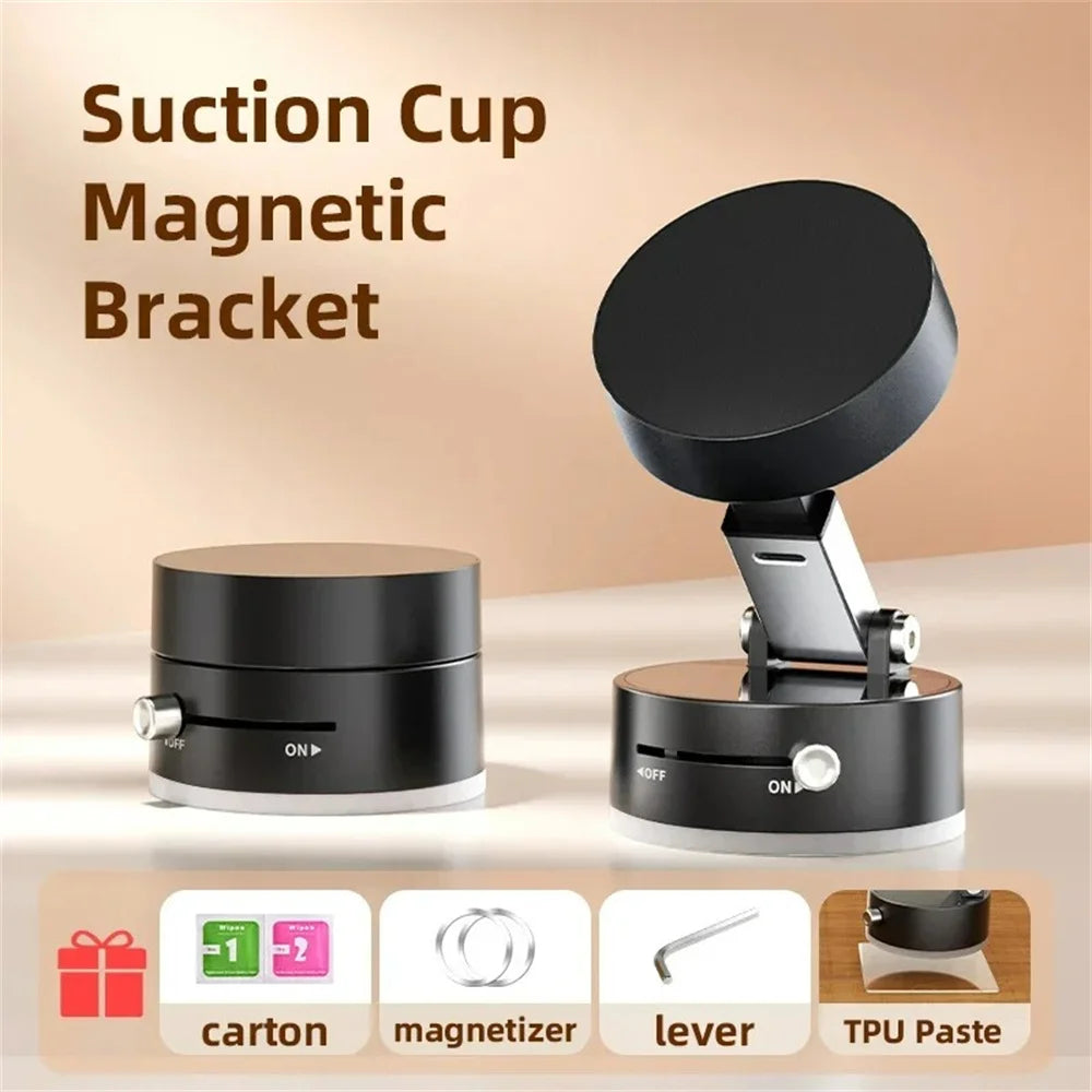 Foldable Phone Holder with Vacuum Suction – 360° Rotation, No-Residue Mount