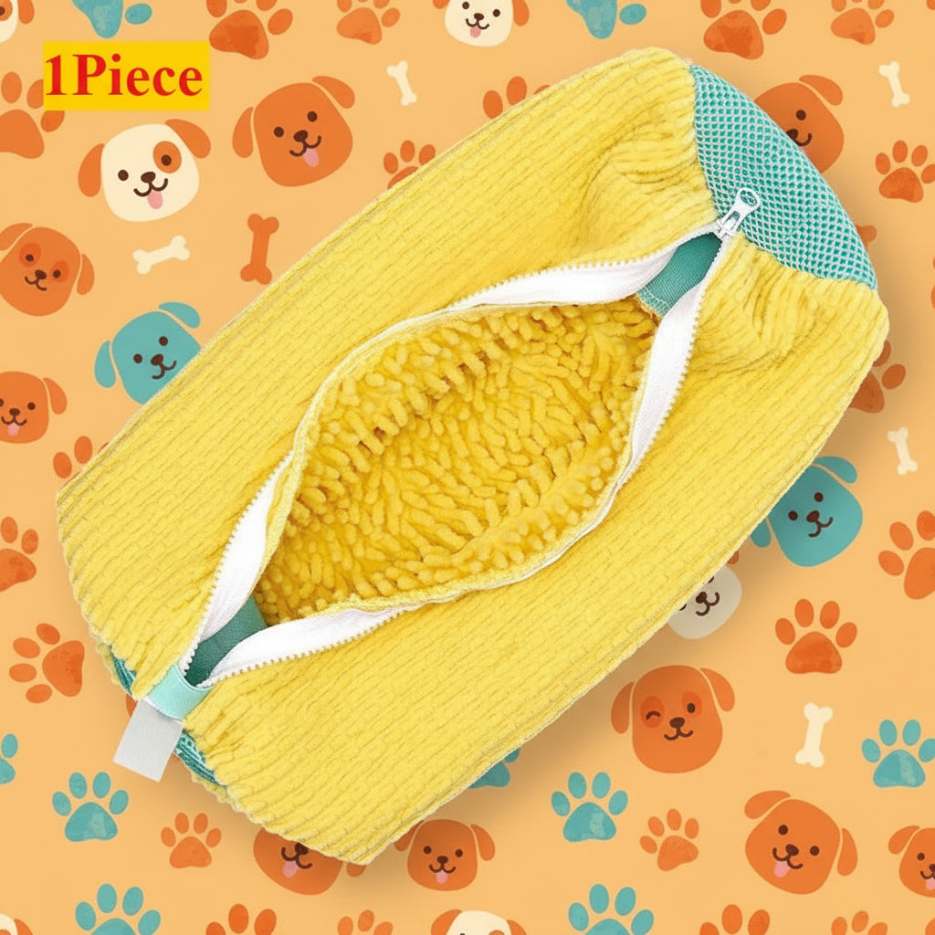 Yellow cleaning pad with a textured surface on a white background