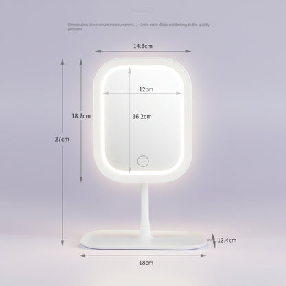 Measurement chart of a white rectangular stand with dimensions labeled