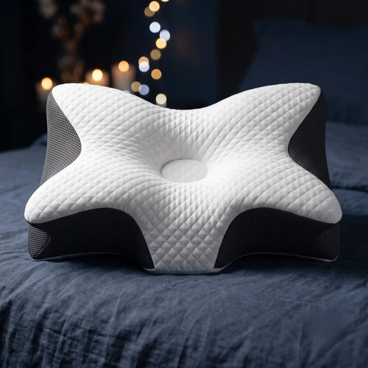 Memory Foam Contour Neck Pillow | Ergonomic Neck & Shoulder Support | Cooling Cover for Better Sleep