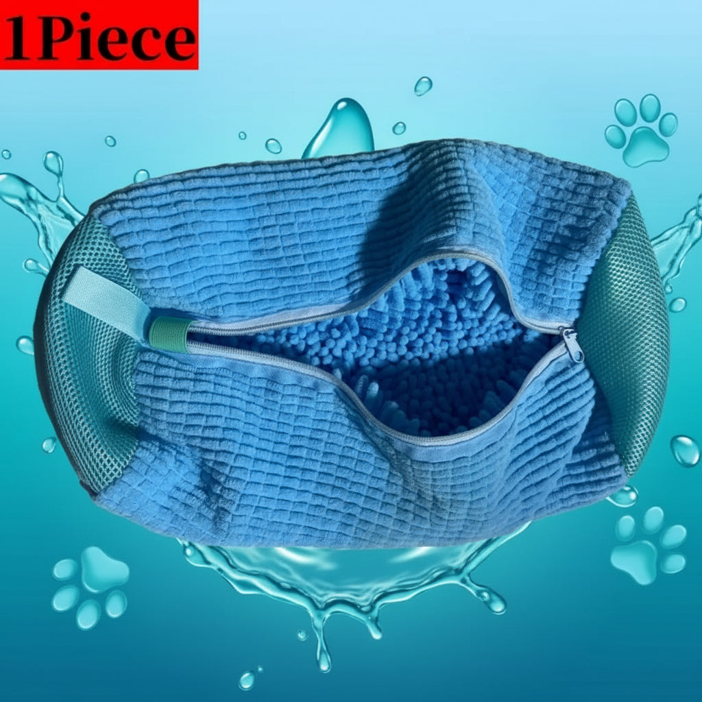 Blue textured bag with a strap on a white background