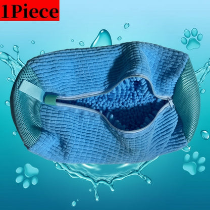Blue textured bag with a strap on a white background