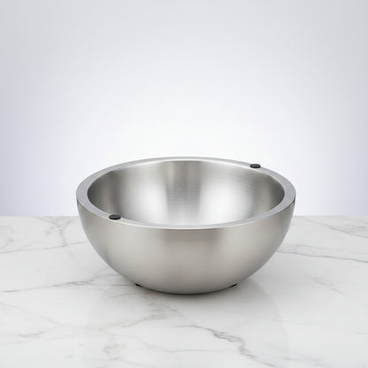 Stainless steel bowl on a white background