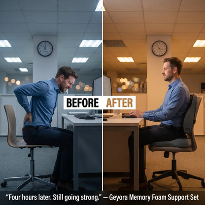 Memory Foam Seat Cushion & Lumbar Support Pillow – Ergonomic Chair Pad