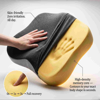 Memory Foam Seat Cushion & Lumbar Support Pillow – Ergonomic Chair Pad