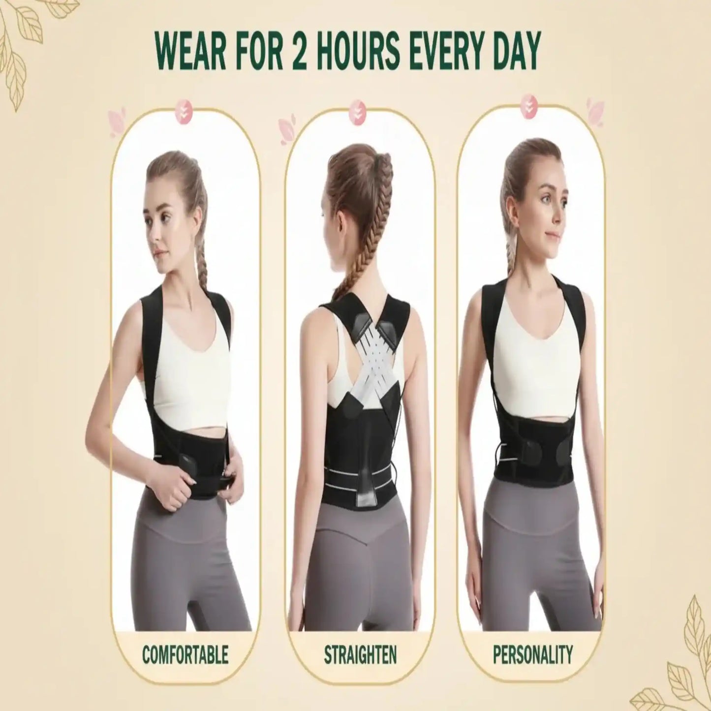 women poses differently with posture brace