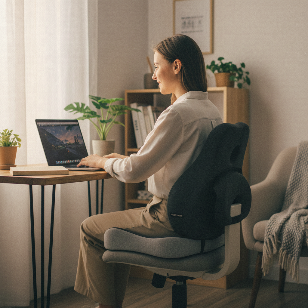 Memory Foam Seat Cushion in use at home office – Geyora